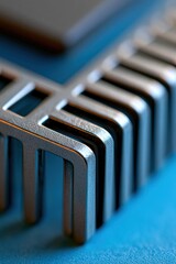 Semiconductor heatsink corner with metallic detail and clean negative space