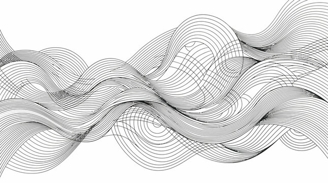 The icon pack features a dynamic illustration of wavy lines and curves on a white background.