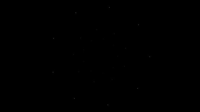 High-quality animation of sharp, white linear fireworks exploding outwards. A timeless 2D motion graphic asset to elevate your festive video intros