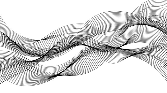 Illustration of an icon pack with wavy lines and dots on a white background for design
