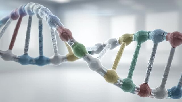 Colorful DNA double helix model emphasizing sleek aesthetics and strong visual impact