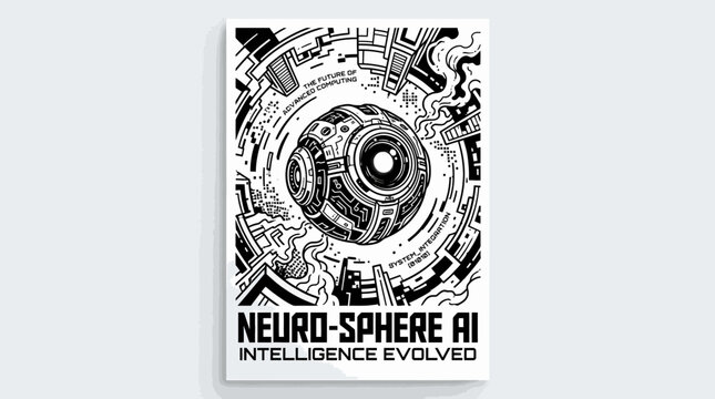 Neuro-sphere AI intelligence evolved icon pack on a white background with futuristic circuit design
