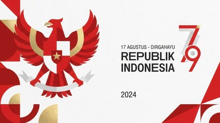 Obraz premium Indonesia 79th Independence Day Celebration Logo.