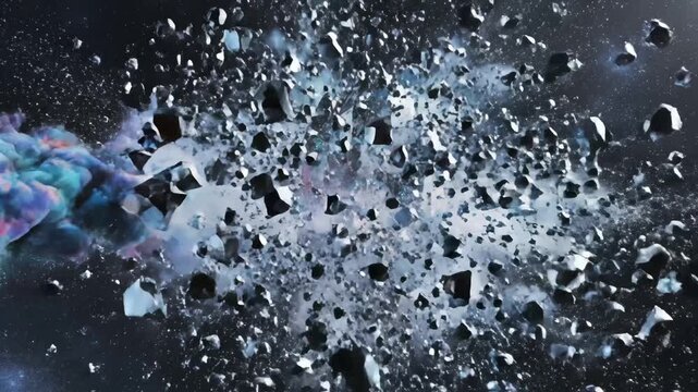 Cosmic crystal formation in space highlighting environmental sustainability and natural beauty