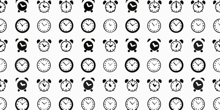 Clock And Alarm Clock Icons Collection Flat Black On White Background