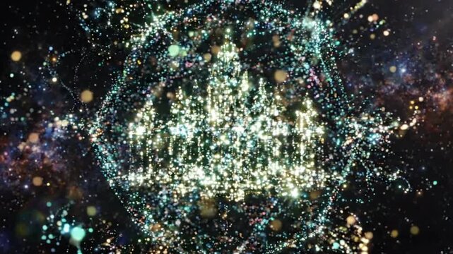Abstract Geometric Nebula Sparkle - Cosmic Digital Galaxy Background