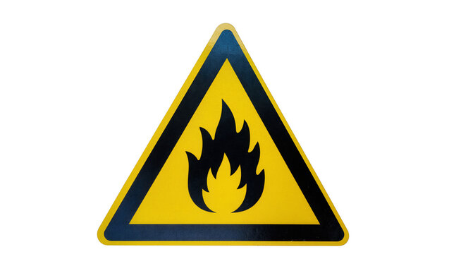 Flammable hazard warning sign triangle