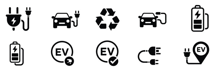 Fototapeta premium Car Charging Point Icon Featuring Electric Plug Symbol and Electricity Sign Electric Car Charging Station Vector Illustration Modern Energy Concept Design