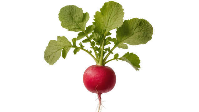 Fresh red radish with green leaves and root