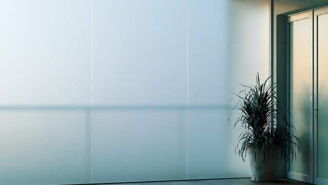 Sand-Blasted Frosted Glass Texture with Soft Morning Light and Minimalist Architectural Style