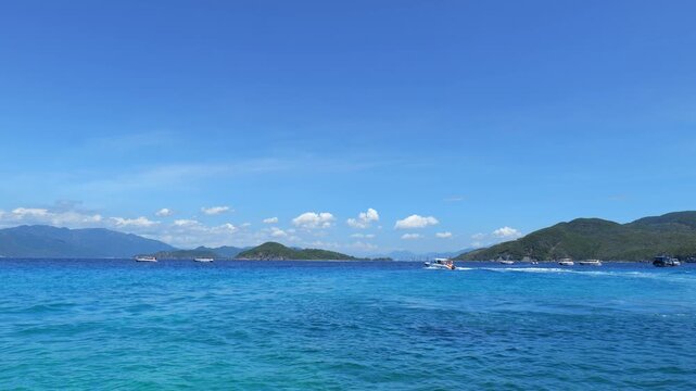 Hon Mun Island at Nha Trang Bay, Vietnam. Beautiful ocean landscape in Nha Trang, Vietnam.