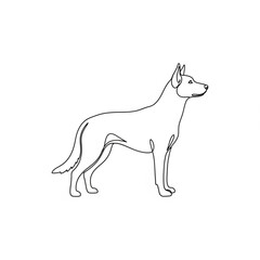 Fototapeta premium Outline of a dog standing in profile with a relaxed posture 