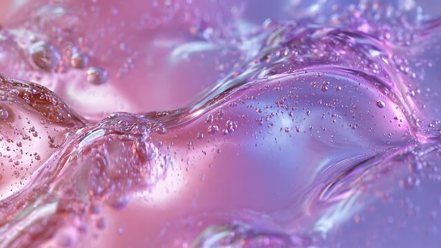 Clear Gel Macro Texture with Air Bubbles and Pink Lavender Gradient