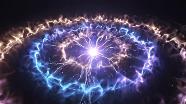 Abstract Energy Explosion, Cosmic Nebula, Galactic Energy Ring, Swirling Lights, Sci-Fi Background