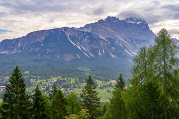 Fototapeta premium Scenic view in Cortina D'Ampezzo valley in the Dolomite Alps, Italy