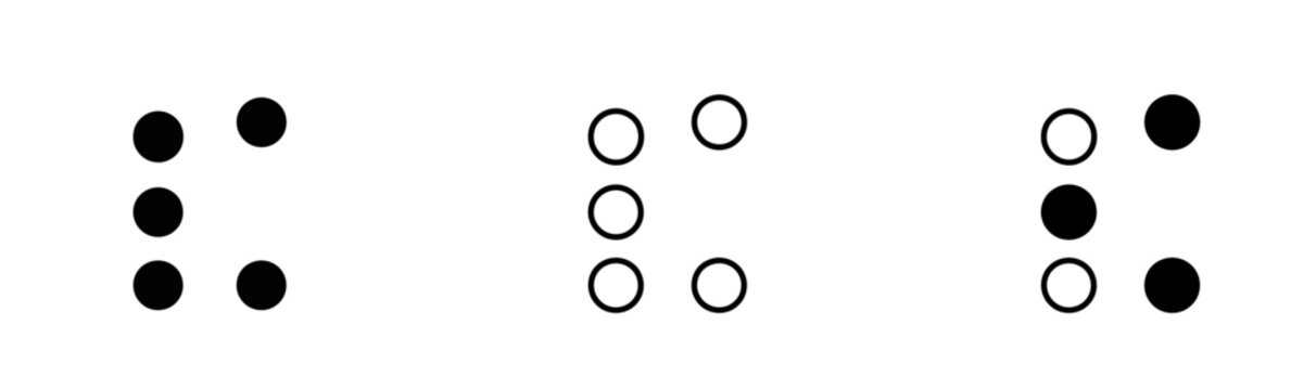 Dice faces illustration three dice showing four five and six pips on white background