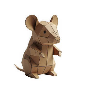 Cute brown mouse sitting upright on all fours