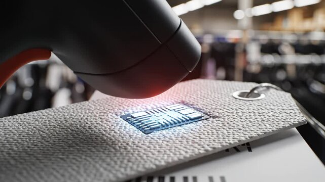 Scanning of a product tag in a store perfect for UI/UX elements and digital motion graphics