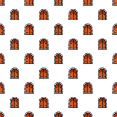 Obraz premium Medieval castle door illustration repeating as a seamless pattern