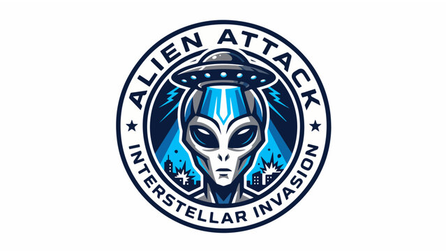 Alien Attack Interstellar Invasion Mascot Logo Vector