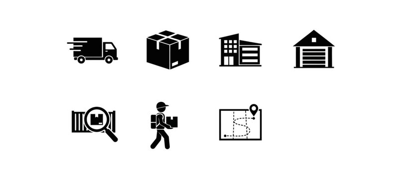 Delivery And Logistics Icons Set On Transparent Background