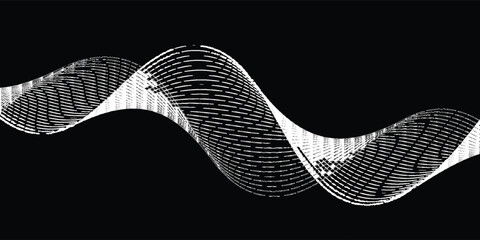 Abstract gradient dynamic wave of glowing particles. Network of neon dots. Big data. Digital background. Vector © YAREU
