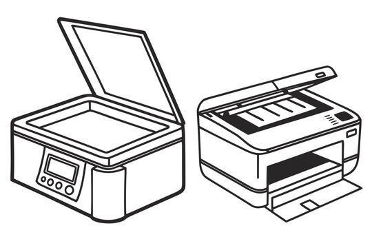 Two printers scanning and copying documents side by side