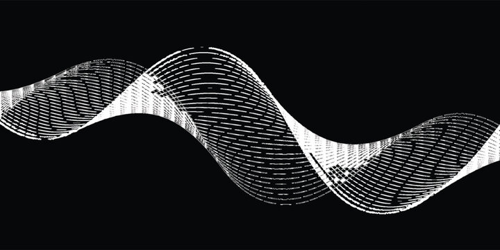 Abstract gradient dynamic wave of glowing particles. Network of neon dots. Big data. Digital background. Vector