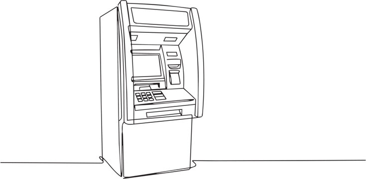 Line drawing of an automated teller machine on a flat surface