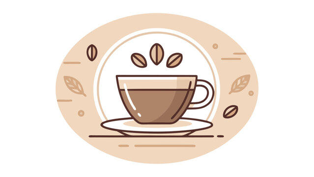 Brown Coffee Cup with Saucer.