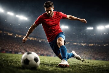 Naklejka premium Dynamic soccer player action shot
