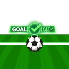 Obraz premium Goal line technology icon showing soccer ball crossing white line art.