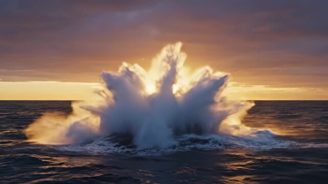 Whale breaching ocean at sunset symbolizing exploration and the great outdoors