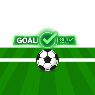 Goal line technology icon showing soccer ball crossing white line art.