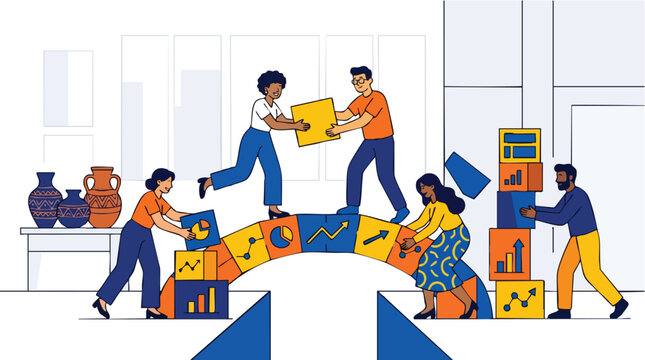Agile multidisciplinary team building a data-driven bridge to digital transformation and scalable business growth