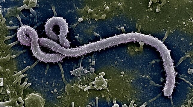 Scanning electron micrograph of an ebola virus particle