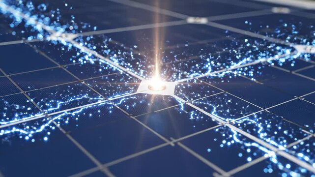 Solar panel with light and energy effect symbolizing dynamic movement and artistic expression
