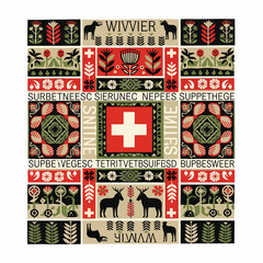 Traditional Swiss Folk Art Design Patterns. © Riki