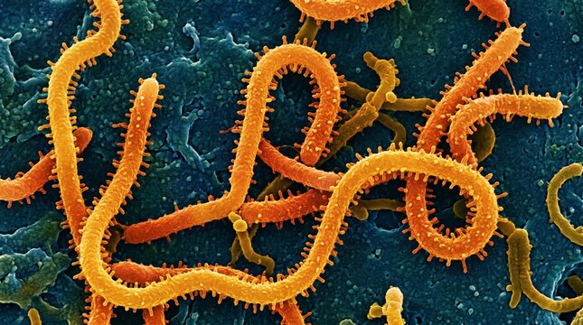 Scanning electron micrograph of leptospira bacteria