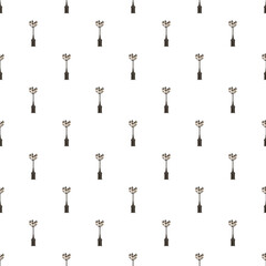 Naklejka premium Repeating pattern showing vintage street lanterns on a white background