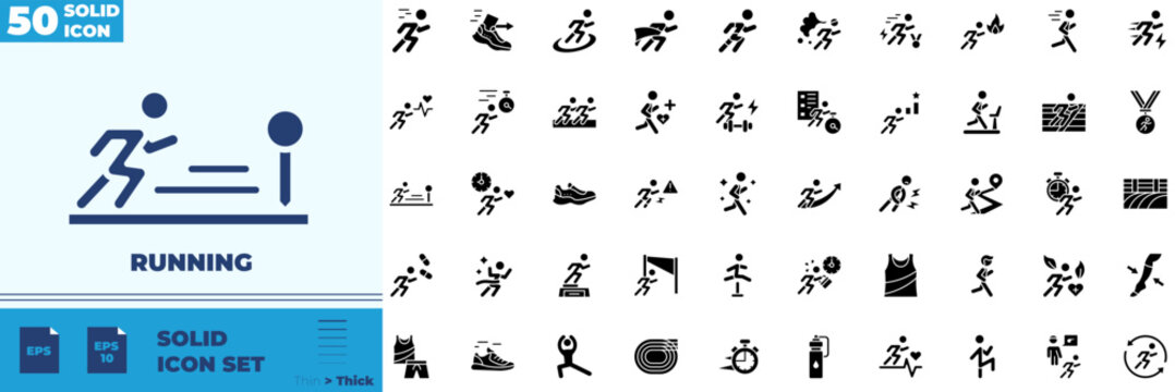 Running Solid Editable Icons set