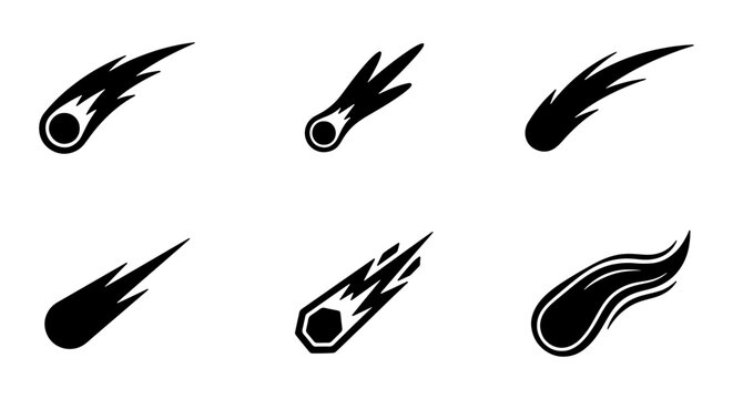 Meteor Icons, Comet Vector Graphics, Space Objects, Falling Stars, Celestial Bodies, Cosmic Events, Sci-Fi Elements