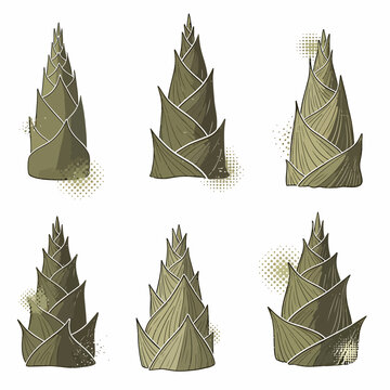 Triangular shaped dumplings wrapped in leaves.