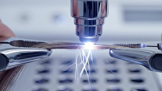 Hair strand being cut with scissors ideal for sleek commercial backgrounds and title sequences