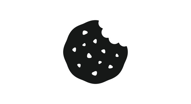 Chocolate chip cookie with a bite taken out black silhouette