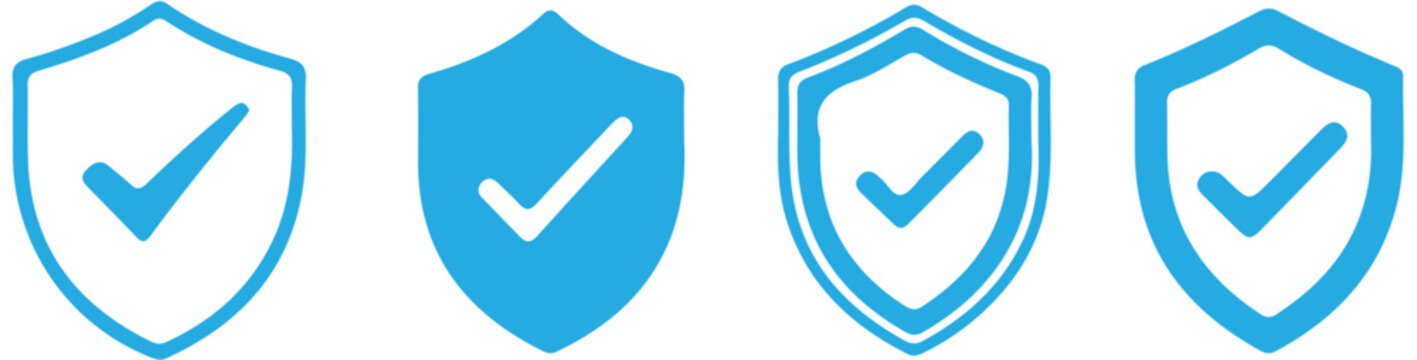Shild with check mark line icon. Rating, clipboard with thumbs up like, dislike, rate the service, clipboard with checkmark. Feedback concept. Vector sticker line icon on white 

