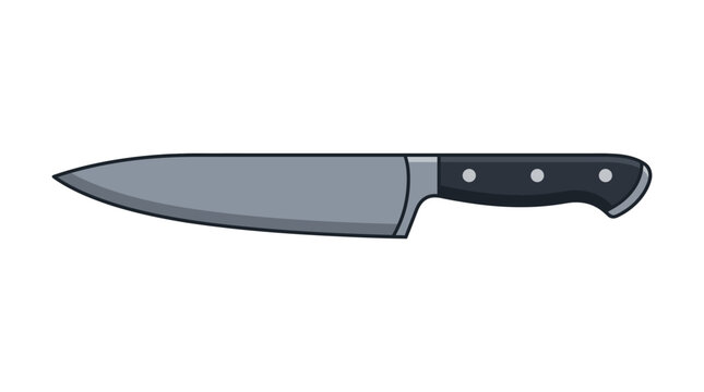 Kitchen Knife with Black Handle.