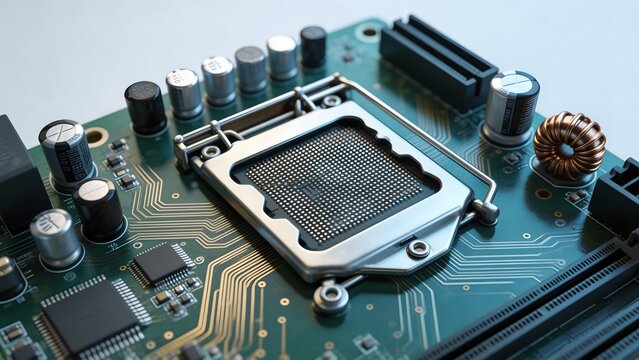 Closeup of a computer motherboard