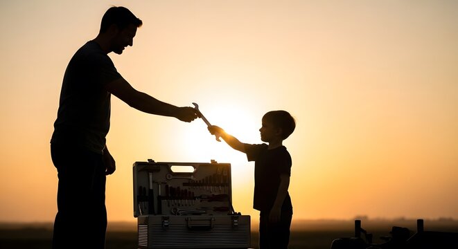Father and Son Tool Workshop Bonding and Family Mentoring Together