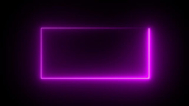 Abstract neon rectangle frame animation. abstract neon animation on black background